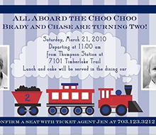 Choo Choo Train Ticket - Birthday Party Printable Invitation - Red Navy